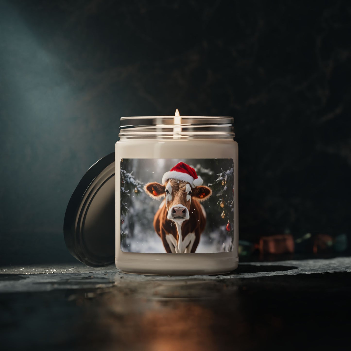 Festive Cow Scented Soy Candle | 9oz Holiday Aroma | Perfect Christmas Gift