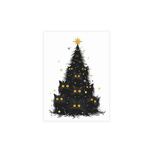 Whimsical Holiday Postcard Bundles - Festive Cat-Tree Cards for Christmas, Unique Greeting Cards, Cat Lover Gifts, Meowy Christmas