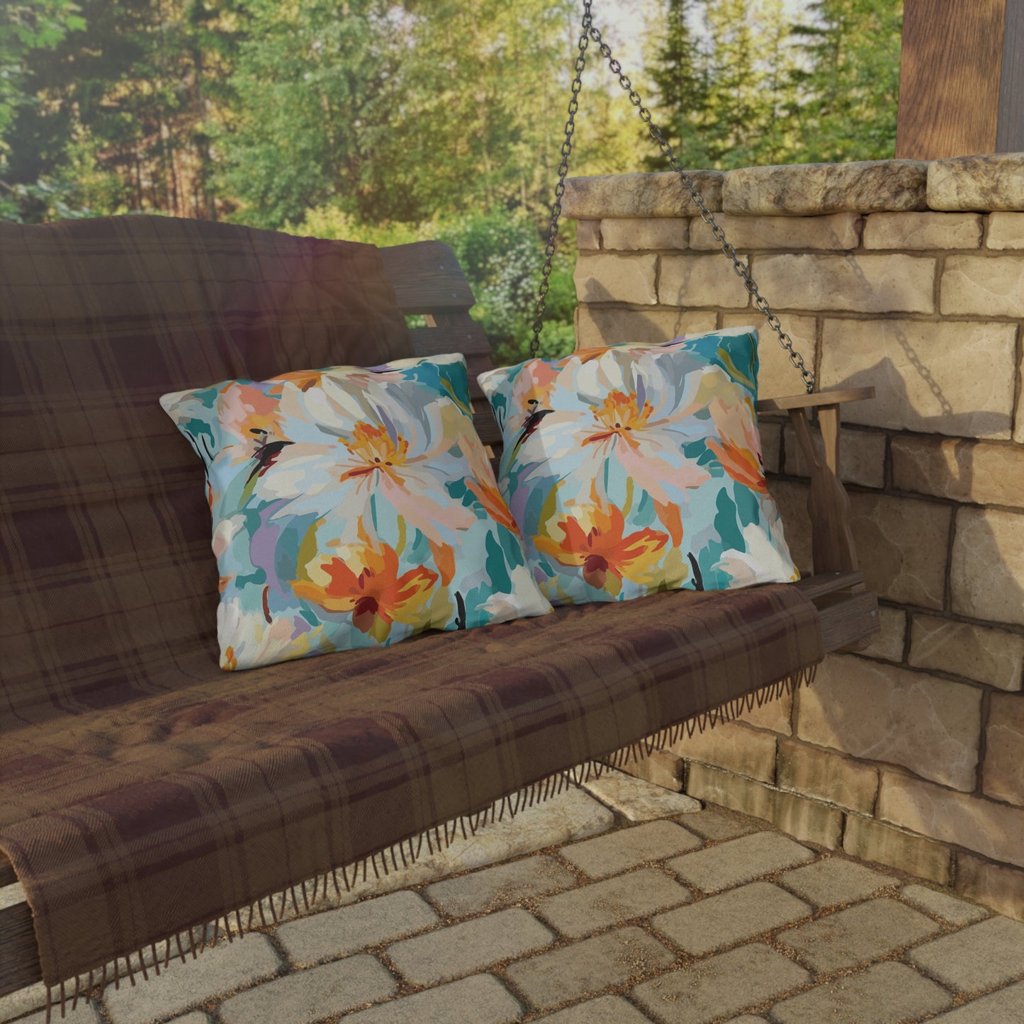 Vibrant Floral Outdoor Pillow - Decorate Your Patio or Garden - aMOOsing Designs