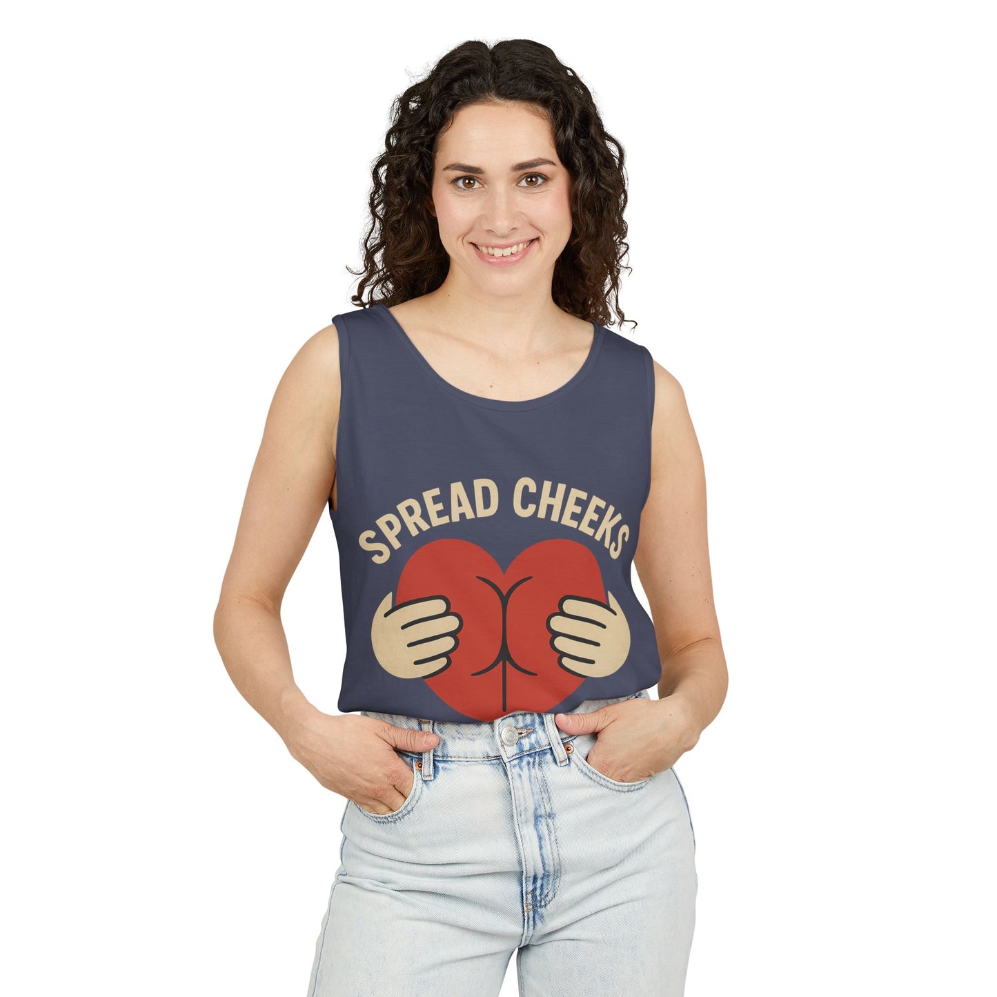 Funny Graphic Tank Top - Spread Cheeks Not Hate, Casual Wear, LGBTQ+ Pride, Summer Fashion, Gift Idea, Festival Clothing