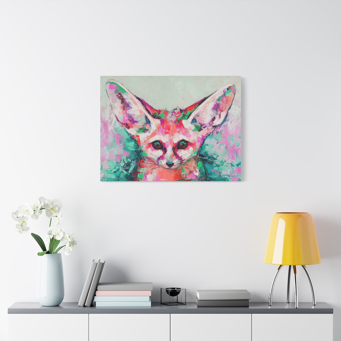 Vibrant Fennec Fox Canvas Art - Colorful Stretched Wall Decor