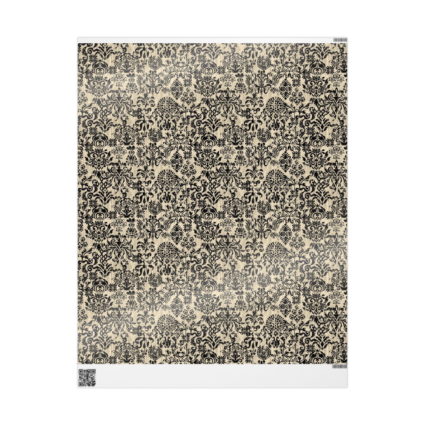Elegant Vintage Black Damask Wrapping Paper Roll, Handmade Gift Wrap for Weddings, Birthdays, Holidays, Special Occasions, Eco-Friendly