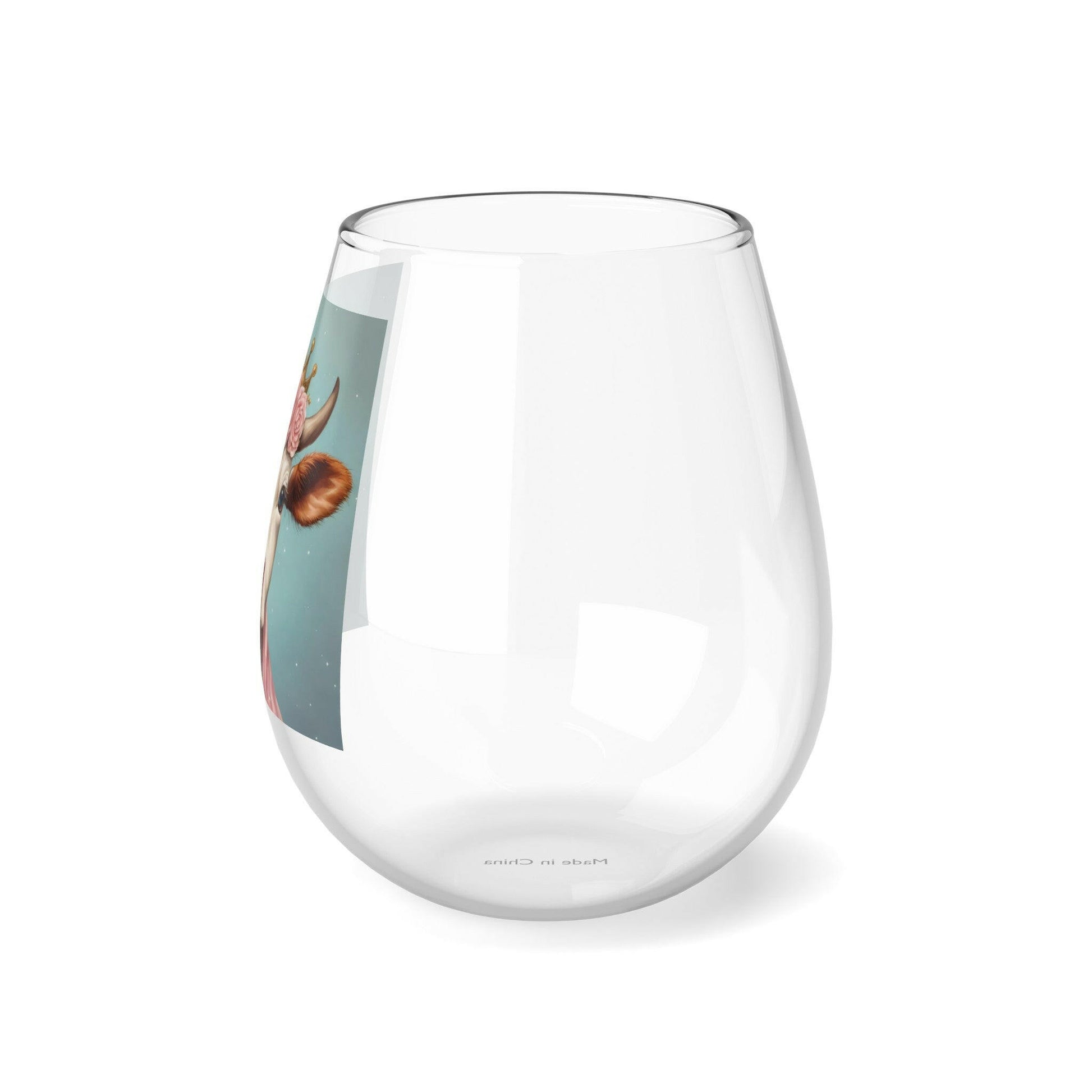 Princess Moo- Stemless Wine Glass, 11.75oz.