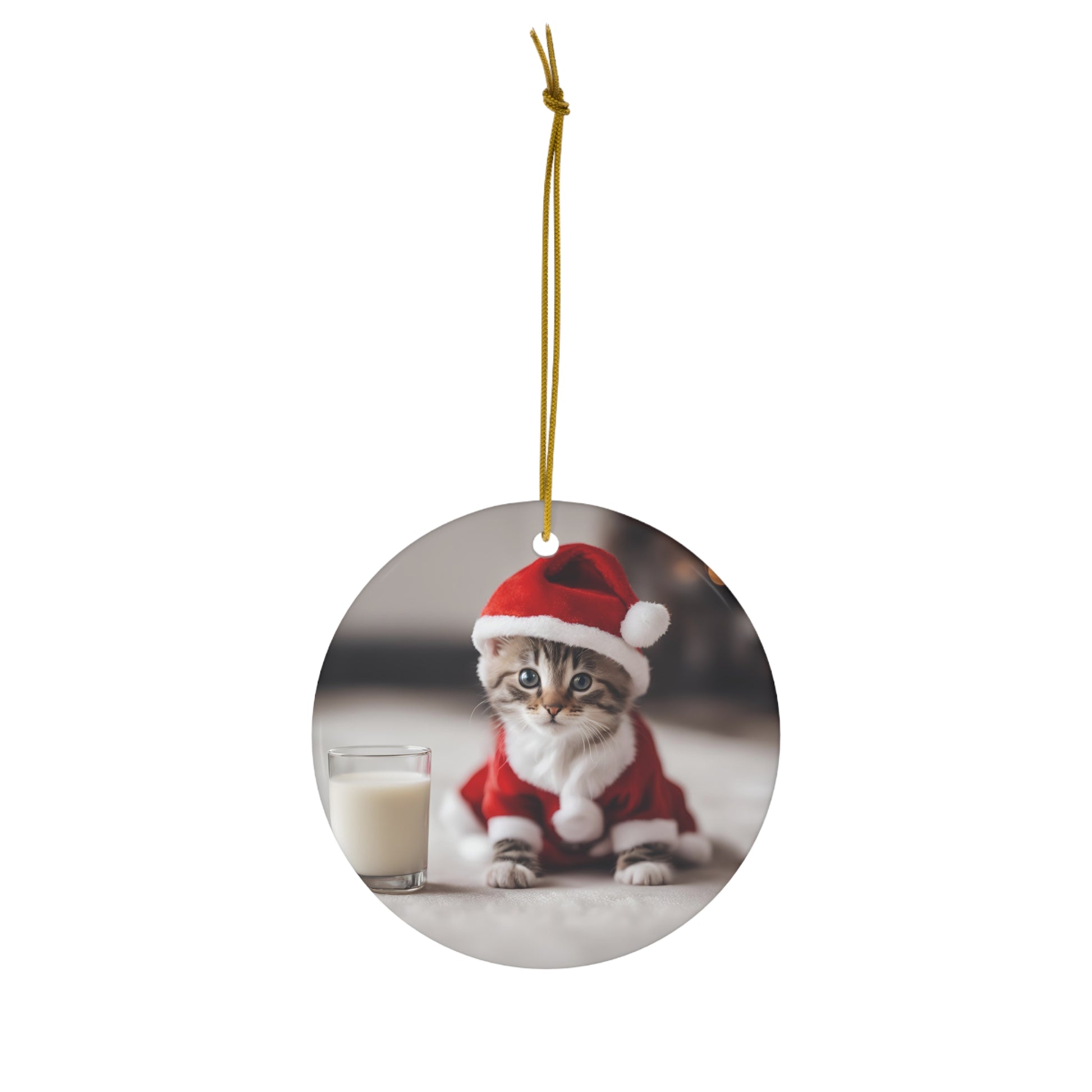 Santa Kitten Christmas Ornament