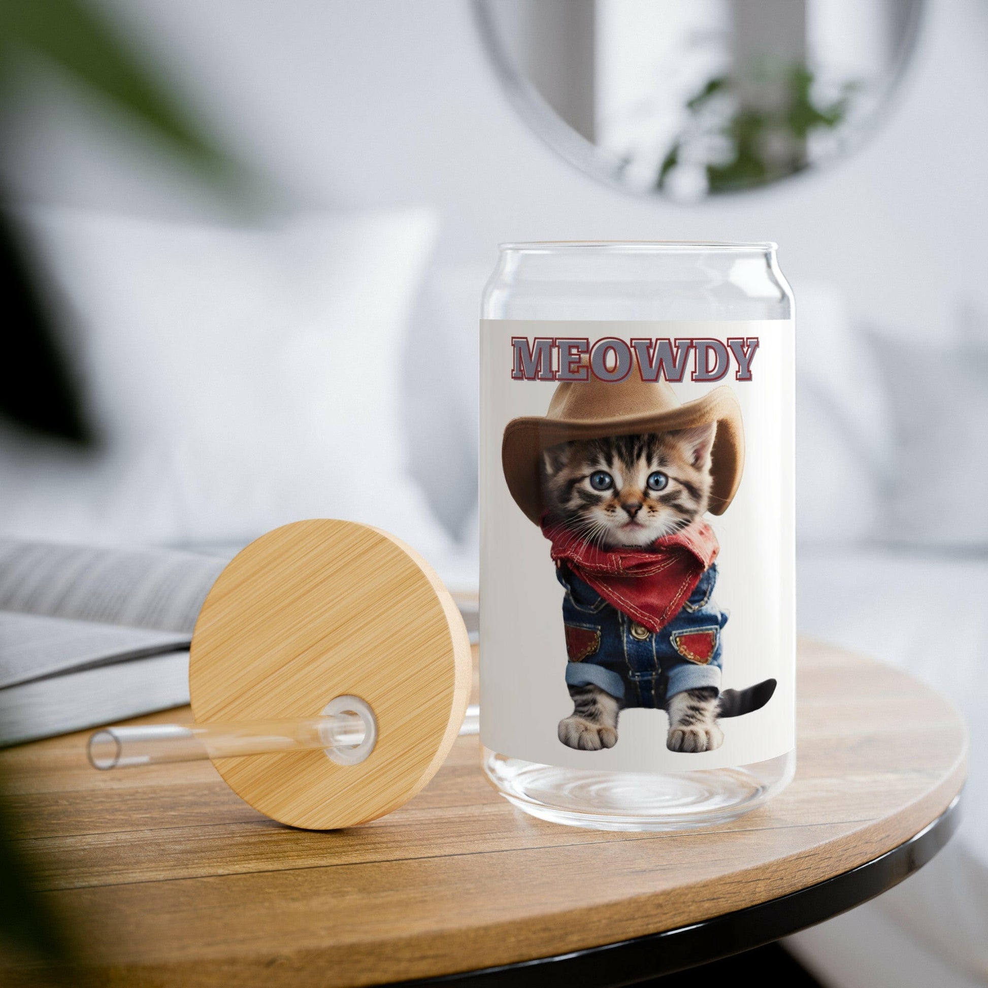 Meowdy- Sipper Glass, 16oz.