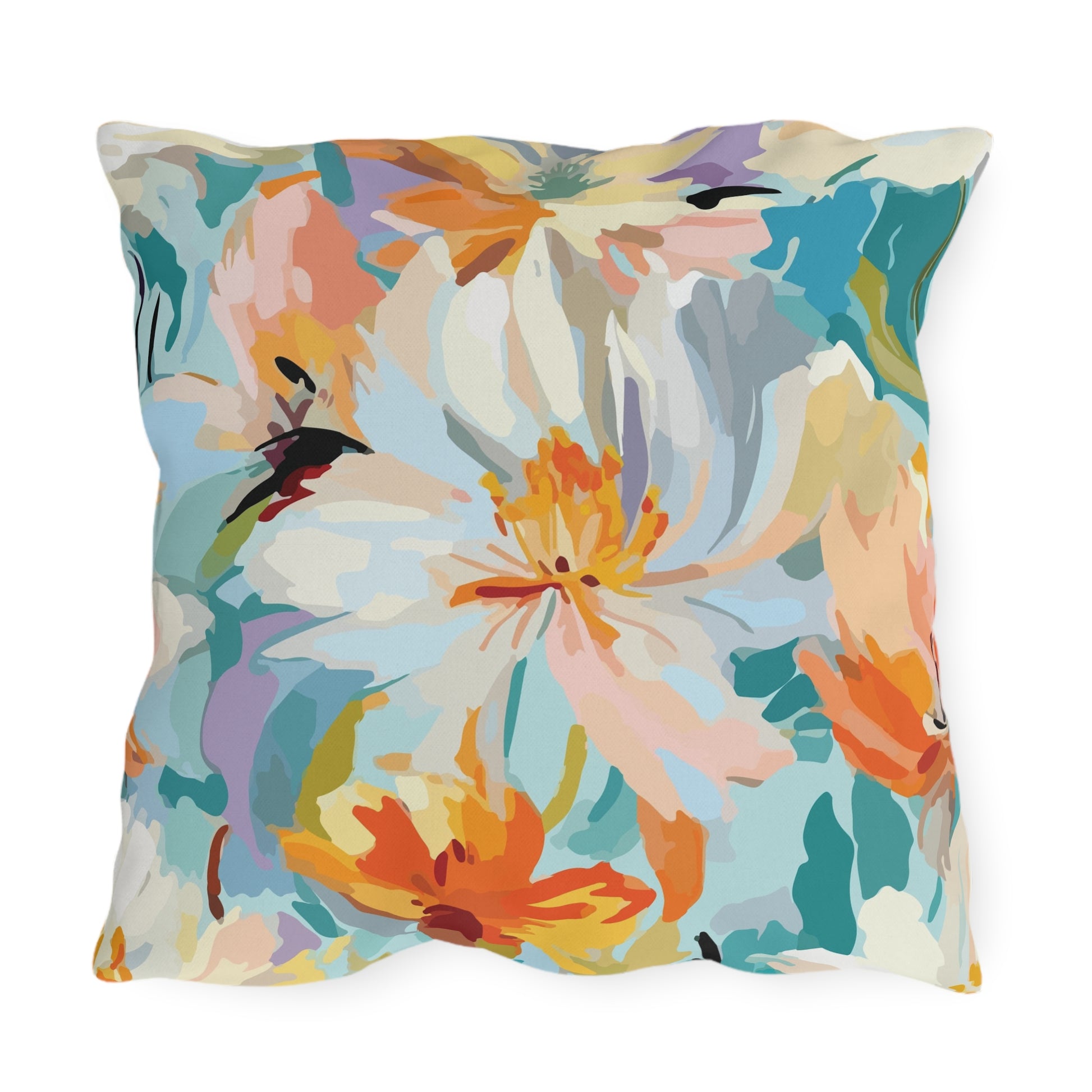 Vibrant Floral Outdoor Pillow - Decorate Your Patio or Garden - aMOOsing Designs