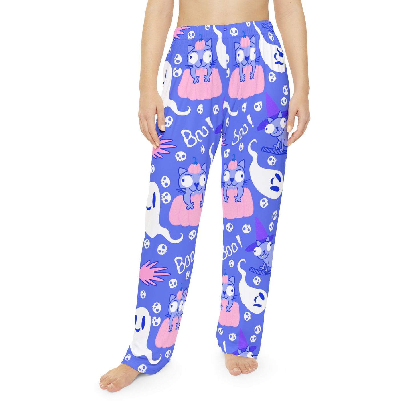 Cozy Halloween Pajama Pants, Ghosts & Cats, Cute Sleepwear, Women's Loungewear, Spooky Cat PJs, Fun Fall Gift