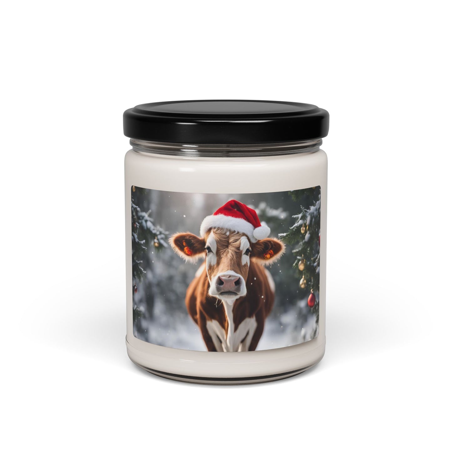 Festive Cow Scented Soy Candle | 9oz Holiday Aroma | Perfect Christmas Gift