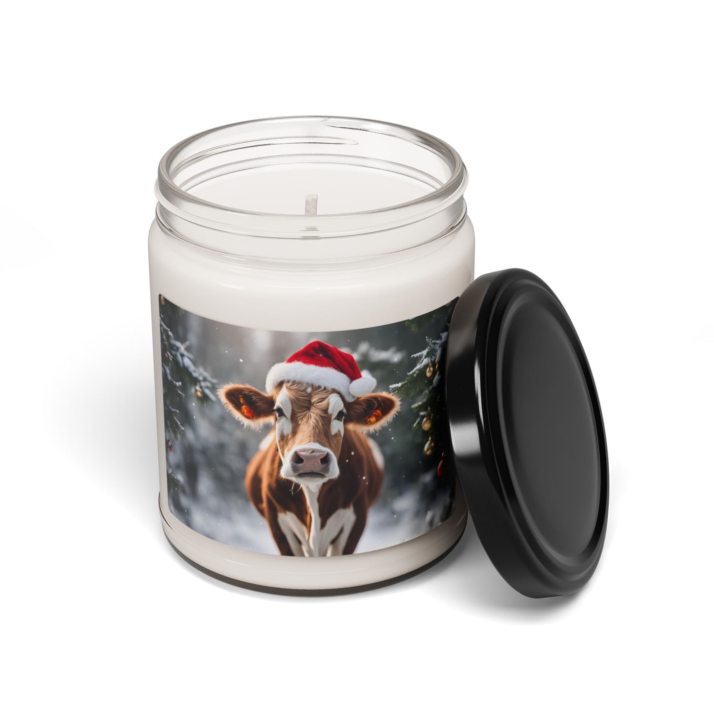 Festive Cow Scented Soy Candle | 9oz Holiday Aroma | Perfect Christmas Gift