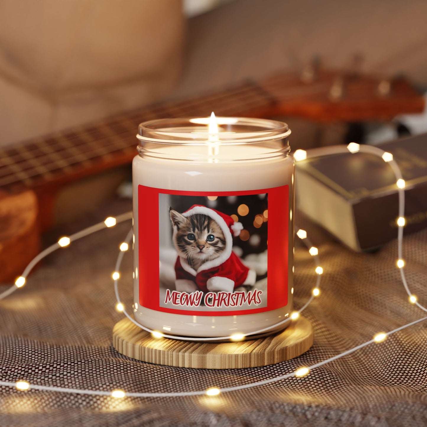 Meowy Christmas Scented Soy Candle - 9oz - Festive Cat Decor for Holiday Gifts