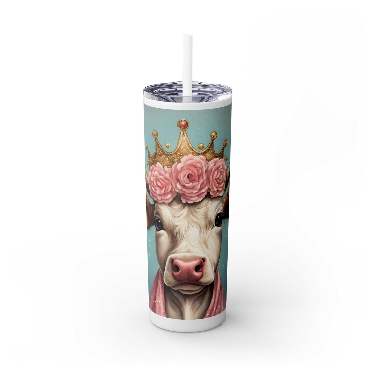 Princess Moo Skinny Tumbler with Straw, 20oz.