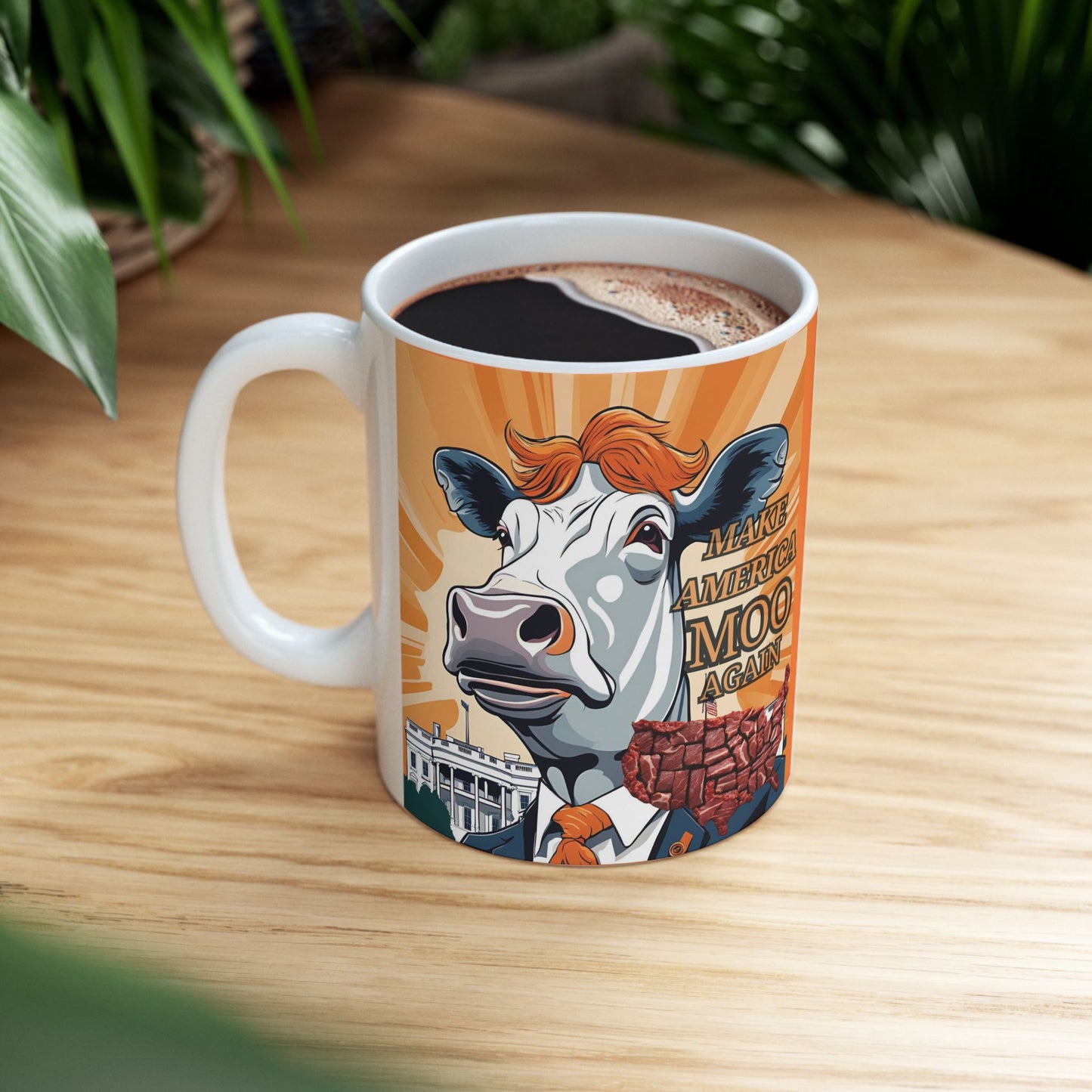 Make America Moo Again Ceramic Mug - Funny Political Gift for Coffee Lovers