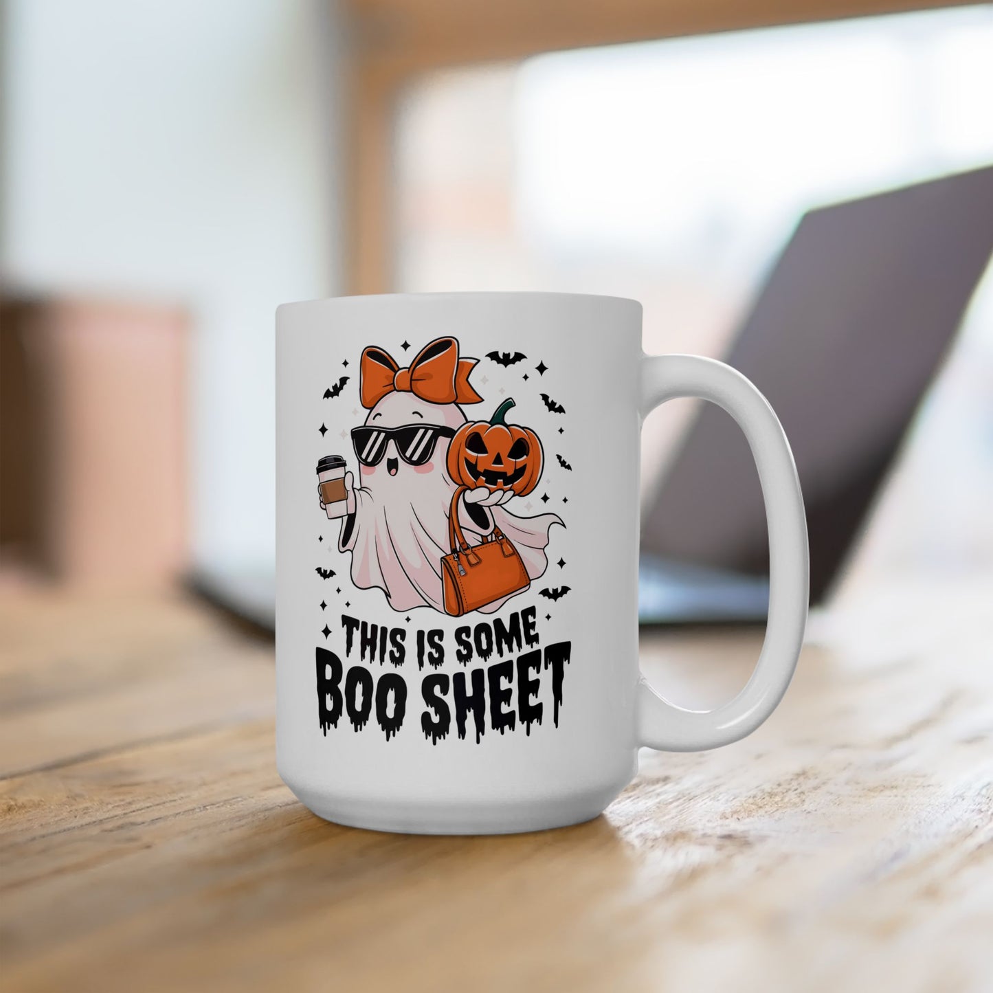 Halloween Themed Ceramic Mug, Spooky Coffee Cup, Trick or Treat Mug, Pumpkin Design Mug, Boo Sheet Cute Halloween Gift