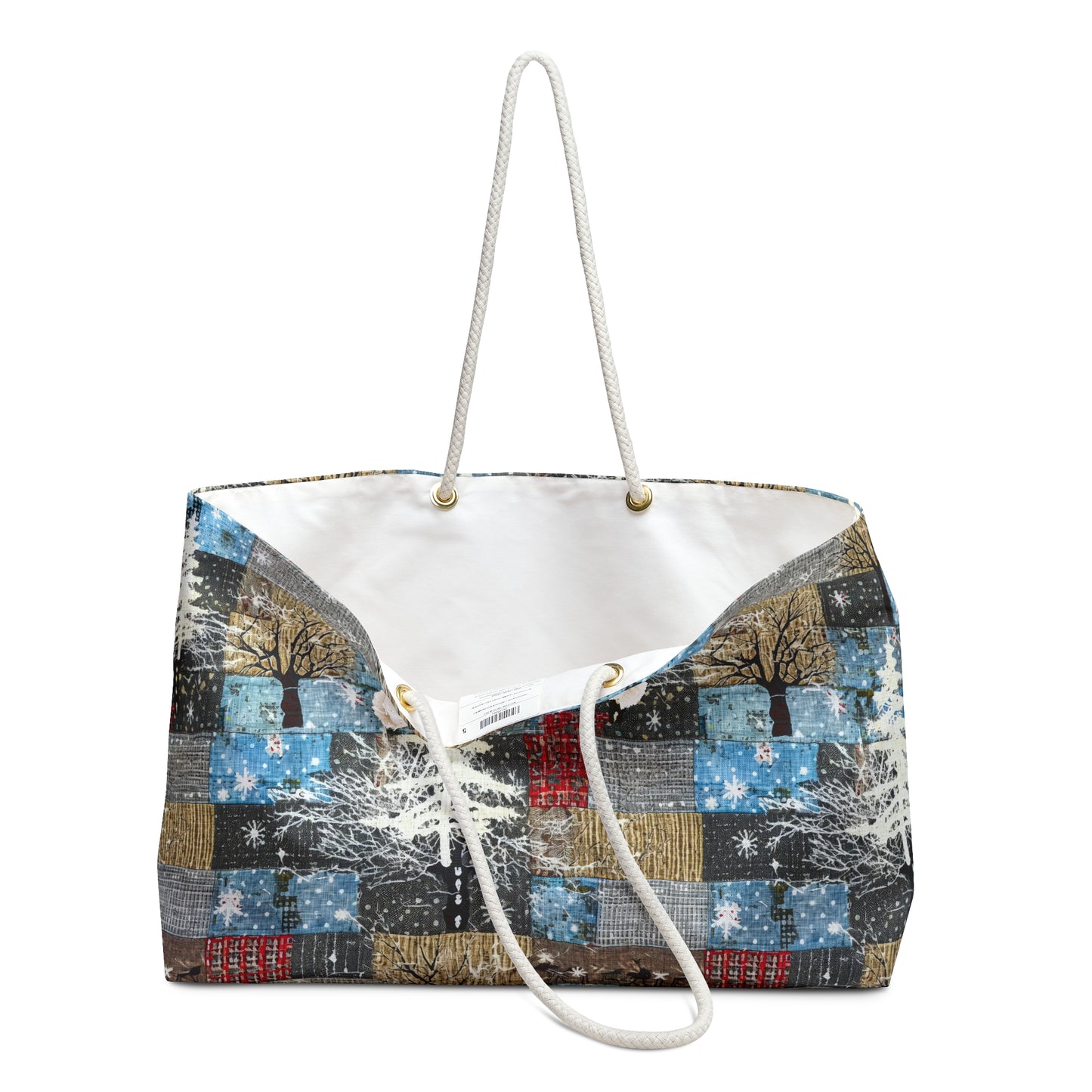 Cozy Winter Weekender Bag, Stylish Travel Tote, Holiday Shopping Bag, Patchwork Design, Perfect Gift for Adventurers