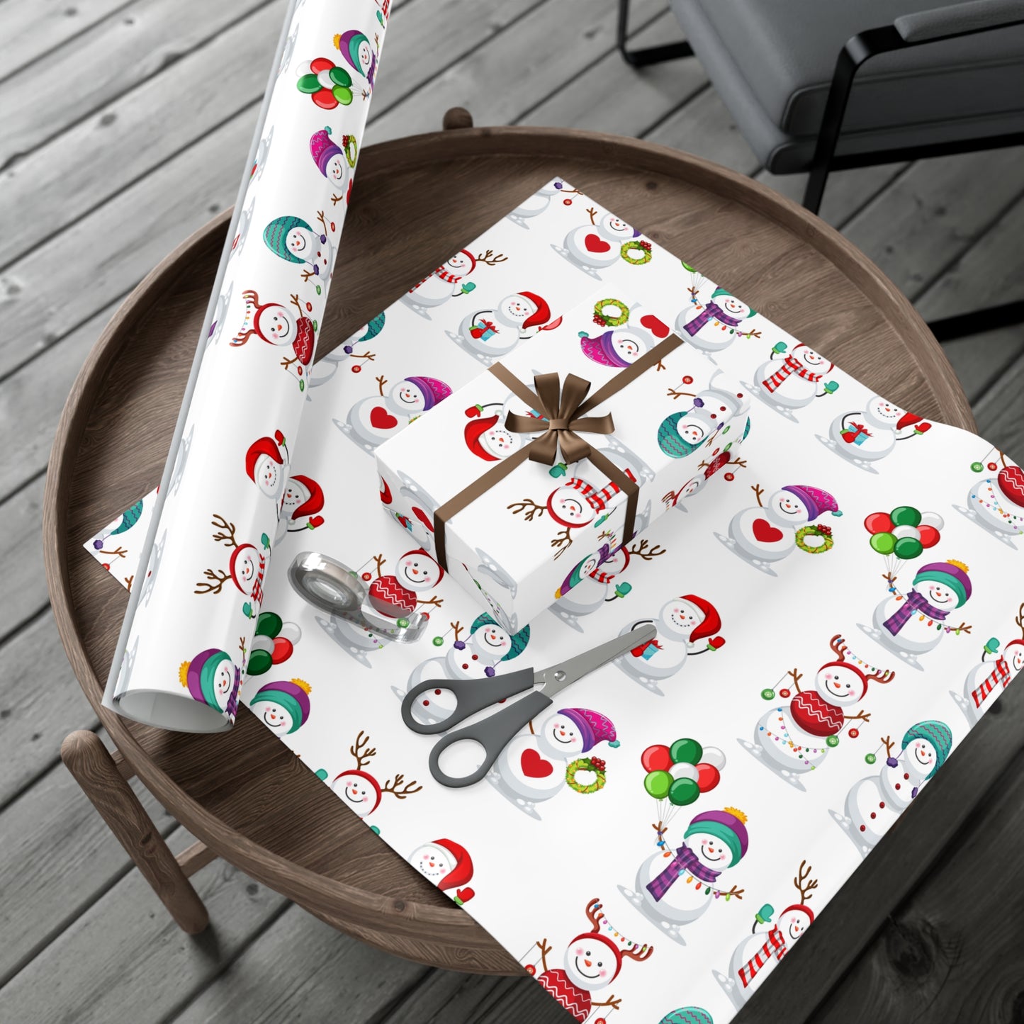 Gift Wrap Papers - Festive Snowman Holiday Cheer Wrapping Sheets