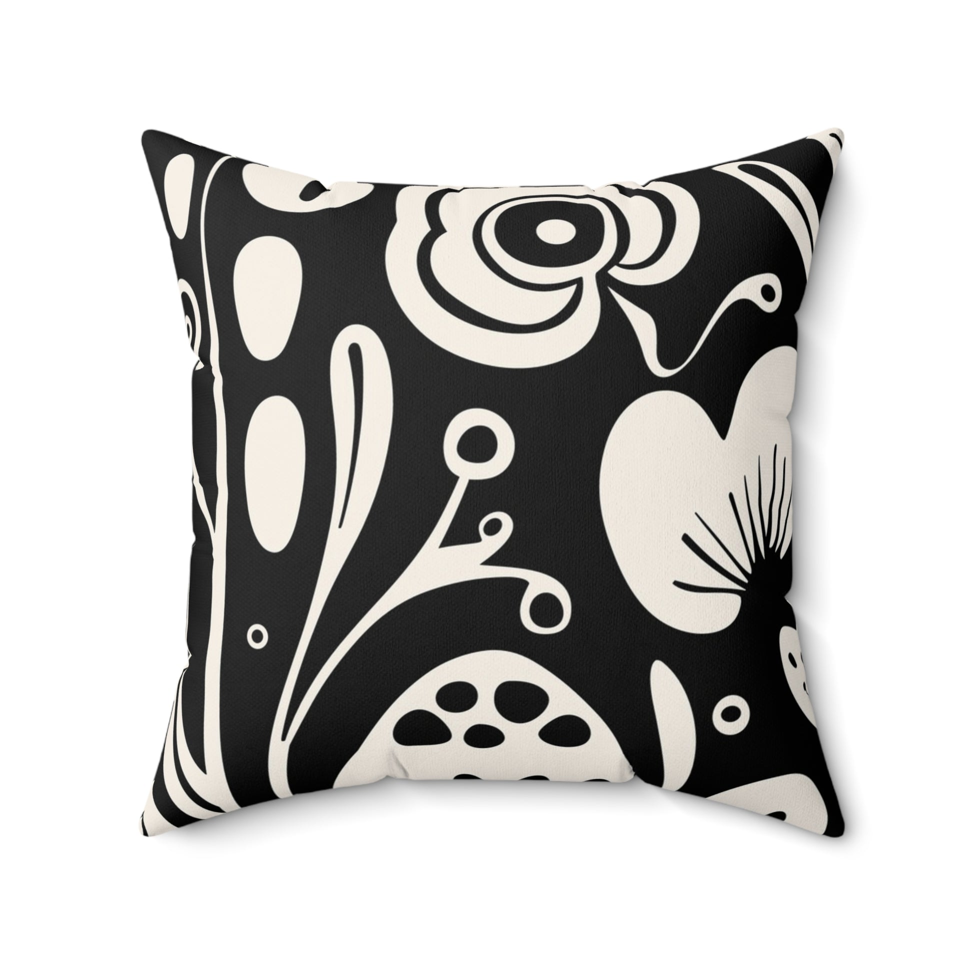 Boho Floral Throw Pillow, Modern Home Decor, Gift for Her, Couch Cushion, Black and White Pillow, Living Room Accent - aMOOsing Designs