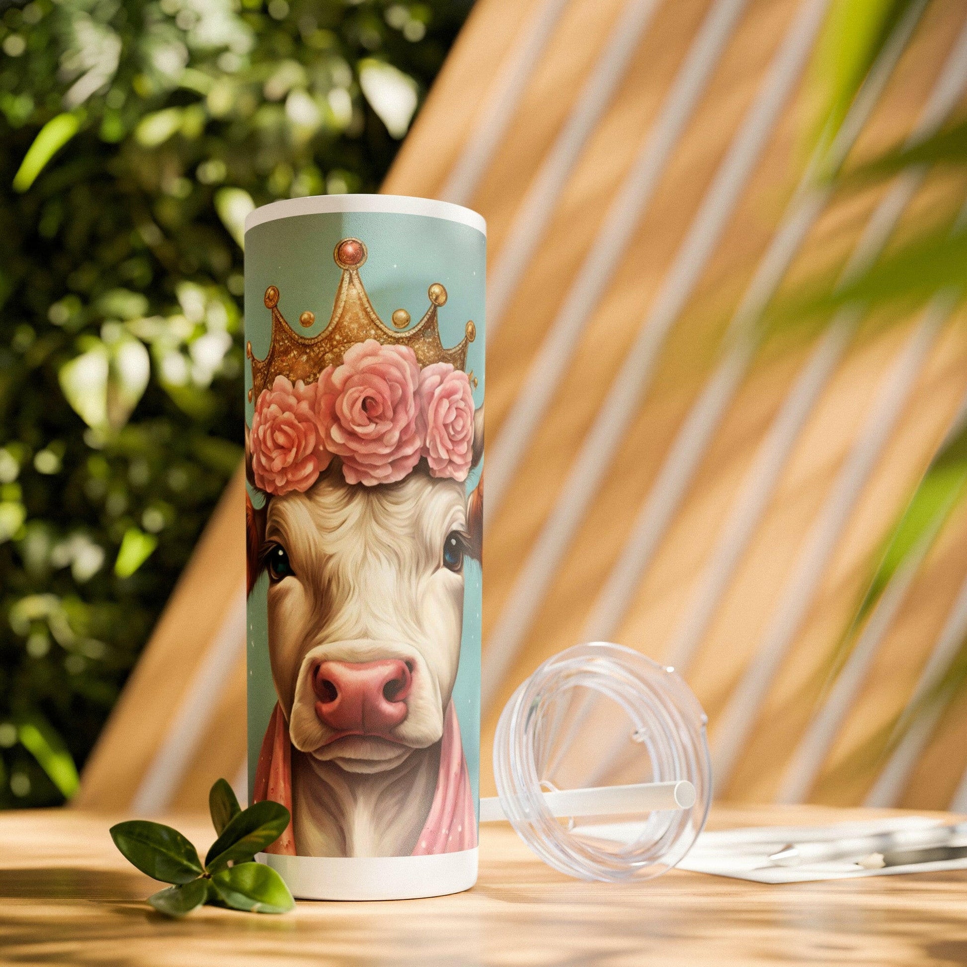 Princess Moo Skinny Tumbler with Straw, 20oz.