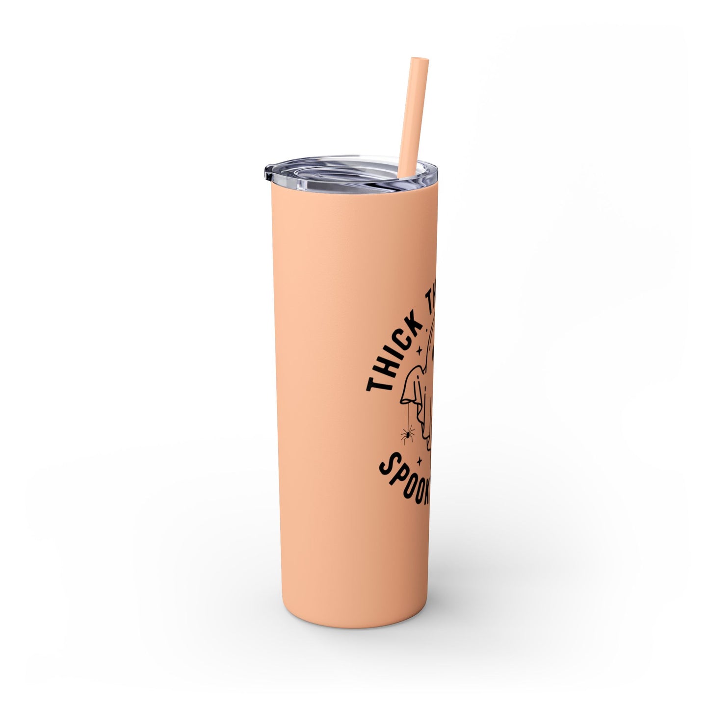 Thick Thighs and Spooky Vibes Tumbler, Halloween Mug, Autumn Cup, Ghost Lover Gift, 20oz Steel Straw Cup