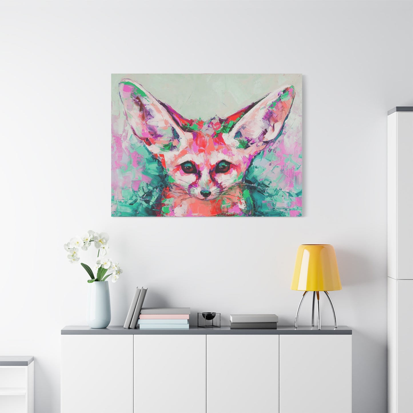 Vibrant Fennec Fox Canvas Art - Colorful Stretched Wall Decor