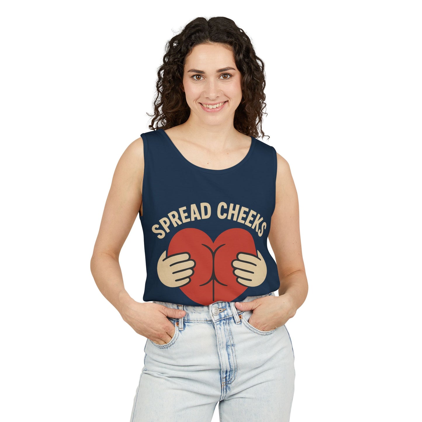 Funny Graphic Tank Top - Spread Cheeks Not Hate, Casual Wear, LGBTQ+ Pride, Summer Fashion, Gift Idea, Festival Clothing