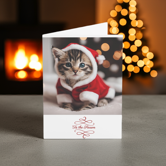 Adorable Cat Christmas Greeting Cards - Set of 1, 10, 30, or 50